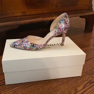 L.K. Bennett “Flossie” confetti multi-color heels